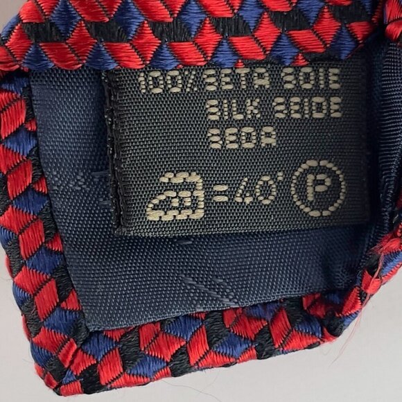 ERMENEGILDO ZEGNA 100% SILK Luxury Red Blue & Black Tie 3.75" - Picture 3 of 3